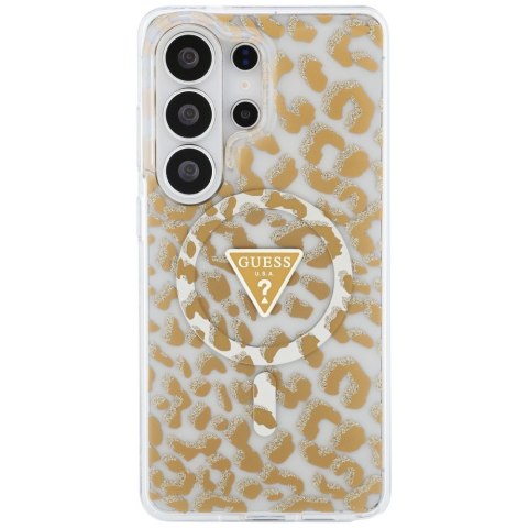 Etui Guess IML Leopard Print Triangle MagSafe do Samsung Galaxy S26 Ultra brązowy
