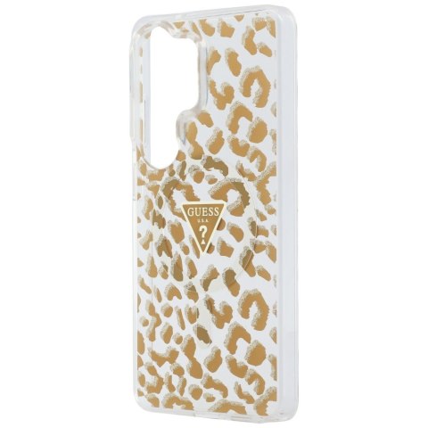 Etui Guess IML Leopard Print Triangle MagSafe do Samsung Galaxy S26 Ultra brązowy