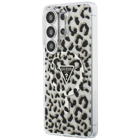 Etui Guess IML Leopard Print Triangle MagSafe do Samsung Galaxy S26 Ultra czarny