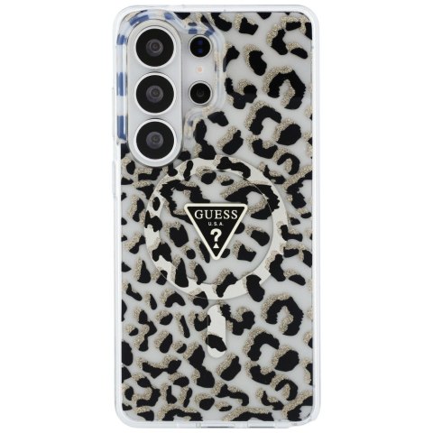 Etui Guess IML Leopard Print Triangle MagSafe do Samsung Galaxy S26 Ultra czarny