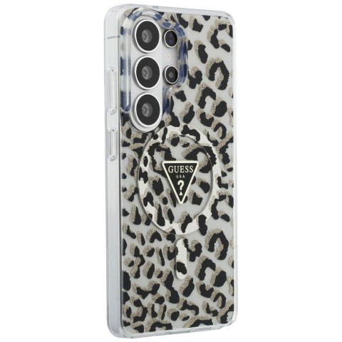 Etui Guess IML Leopard Print Triangle MagSafe do Samsung Galaxy S26 Ultra czarny