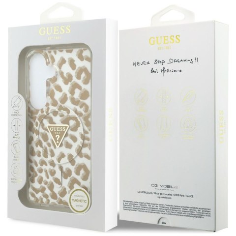 Etui Guess IML Leopard Print Triangle MagSafe do Samsung Galaxy S26 brązowy