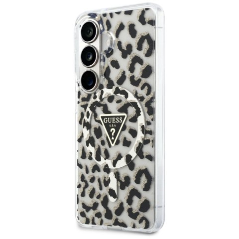 Etui Guess IML Leopard Print Triangle MagSafe do Samsung Galaxy S26 czarny