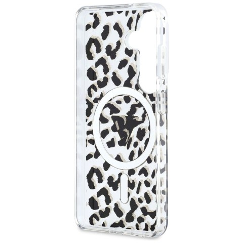Etui Guess IML Leopard Print Triangle MagSafe do Samsung Galaxy S26 czarny