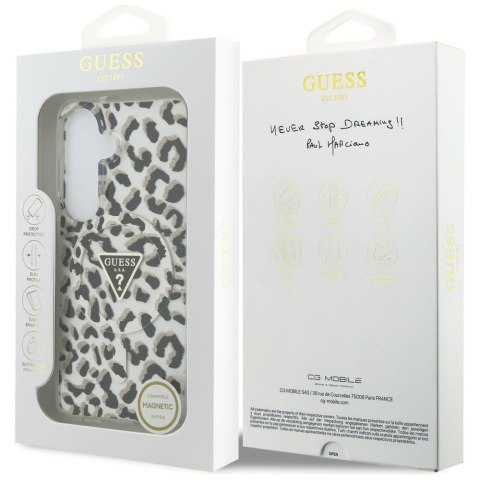 Etui Guess IML Leopard Print Triangle MagSafe do Samsung Galaxy S26 czarny