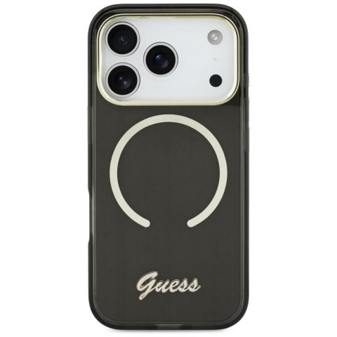 Etui Guess IML Script Metal MagSafe do iPhone 17 czarny