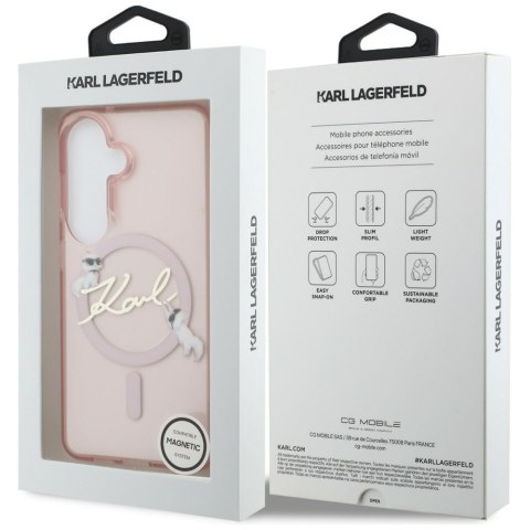 Etui Karl Lagerfeld IML KC Script MagSafe do Samsung Galaxy S26 różowy