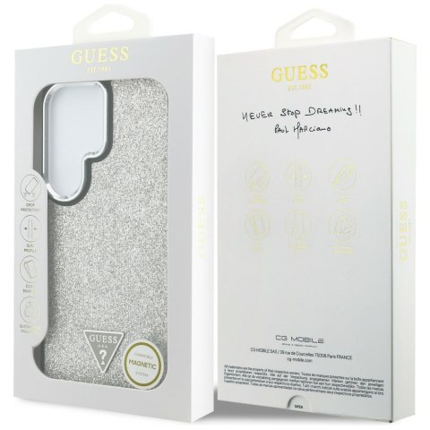 Etui Guess Fixed Glitter Triangle MagSafe do Samsung Galaxy S26 Ultra srebrny