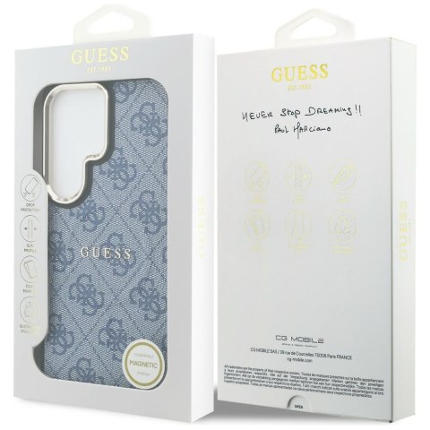 Etui Guess 4G Embossed Ring MagSafe do Samsung Galaxy S26 Ultra niebieski