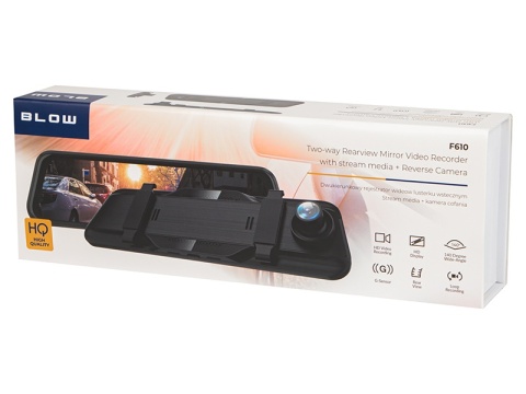 Rejestrator video BLACKBOX DVR F610 BLOW Lusterko ekran 10" + Kamera cofania"