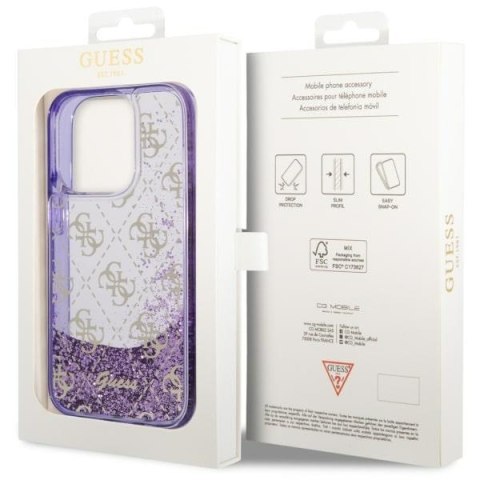 Guess GUHCP14LLC4PSGU iPhone 14 Pro 6.1"purpurowy/purple hardcase Liquid Glitter 4G Transculent