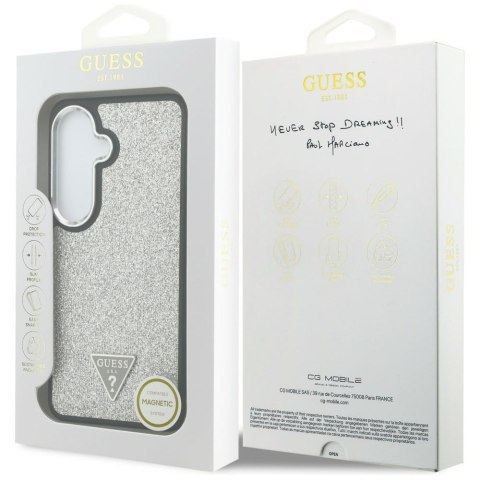 Etui Guess Fixed Glitter Triangle MagSafe do Samsung Galaxy S26+ srebrny