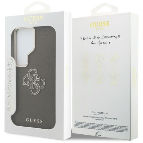 Etui Guess Grained Big 4G Metal Logo do Samsung Galaxy S26 Ultra brązowy