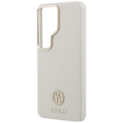 Etui Guess Rhinestone Round Logo MagSafe do Samsung Galaxy S26 Ultra beżowy