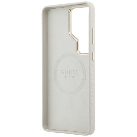 Etui Guess Rhinestone Round Logo MagSafe do Samsung Galaxy S26 Ultra beżowy