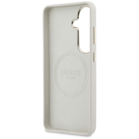 Etui Guess Rhinestone Round Logo MagSafe do Samsung Galaxy S26 beżowy
