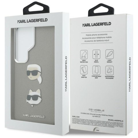Etui Karl Lagerfeld Saffiano Double Heads Metal do Samsung Galaxy S26 Ultra srebrny