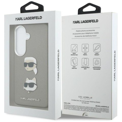 Etui Karl Lagerfeld Saffiano Double Heads Metal do Samsung Galaxy S26 srebrny
