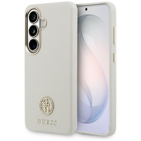 Etui Guess Rhinestone Round Logo MagSafe do Samsung Galaxy S26+ beżowy