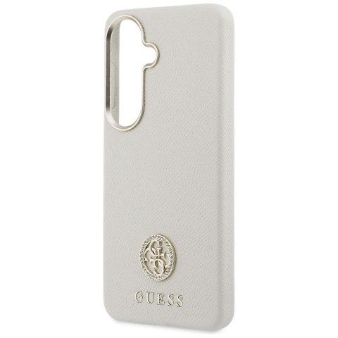 Etui Guess Rhinestone Round Logo MagSafe do Samsung Galaxy S26+ beżowy