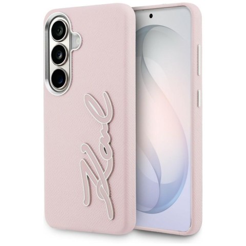 Etui Karl Lagerfeld Grained Signature Metal Resin Logo do Samsung Galaxy S26 różowy