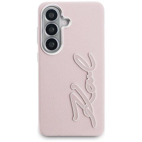 Etui Karl Lagerfeld Grained Signature Metal Resin Logo do Samsung Galaxy S26 różowy