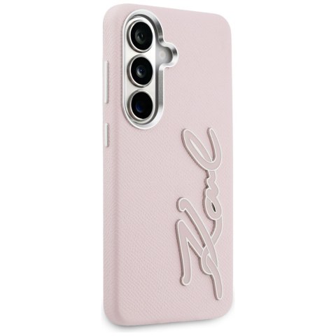 Etui Karl Lagerfeld Grained Signature Metal Resin Logo do Samsung Galaxy S26 różowy