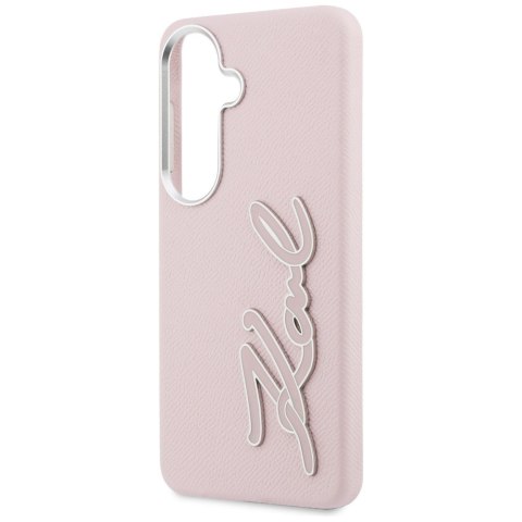 Etui Karl Lagerfeld Grained Signature Metal Resin Logo do Samsung Galaxy S26 różowy