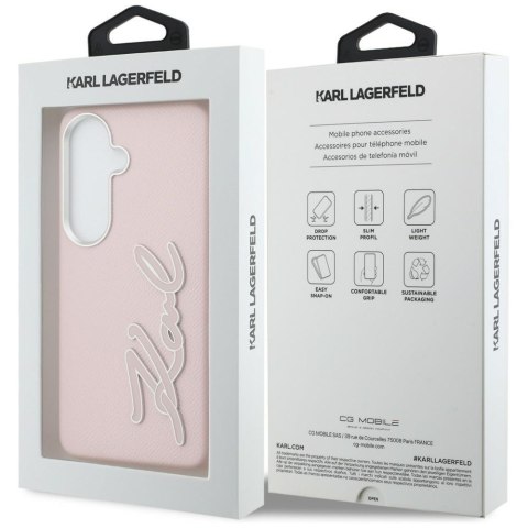 Etui Karl Lagerfeld Grained Signature Metal Resin Logo do Samsung Galaxy S26 różowy