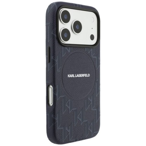 Etui Karl Lagerfeld Monogram logo MagSafe do iPhone 17 Pro niebieski