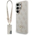 Zestaw Etui + Smycz Guess 4G Big Rhinestone Triangle Strap MagSafe do Samsung Galaxy S26 Ultra różowy
