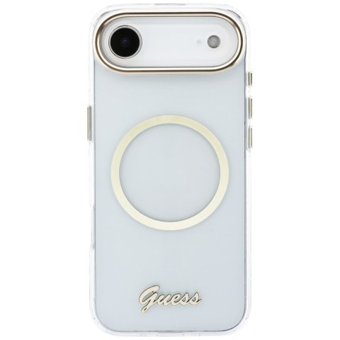 Etui Guess IML Script Metal MagSafe do iPhone Air przezroczysty