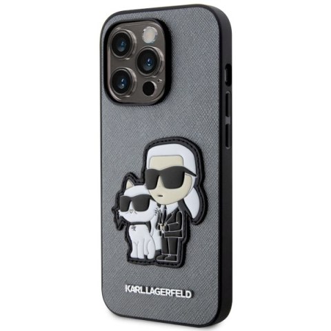 Karl Lagerfeld KLHCP14LSANKCPG iPhone 14Pro 6.1" hardcase srebrny/silver Saffiano Karl & Choupette
