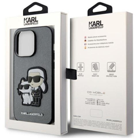 Karl Lagerfeld KLHCP14LSANKCPG iPhone 14Pro 6.1" hardcase srebrny/silver Saffiano Karl & Choupette