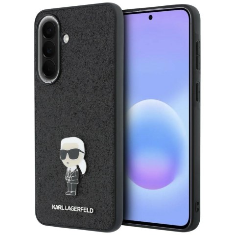 Etui Karl Lagerfeld Fixed Glitter Ikonik Logo Metal Pin do Samsung Galaxy A57 5G czarny