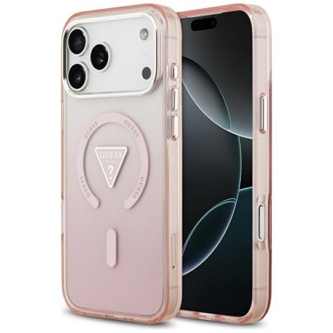Etui Guess IML Gradient Triangle Logo MagSafe do iPhone 17 Pro Max różowy