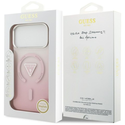 Etui Guess IML Gradient Triangle Logo MagSafe do iPhone 17 Pro Max różowy