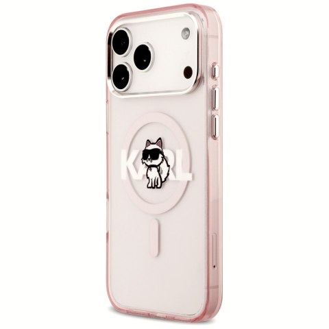 Etui Karl Lagerfeld IML Choupette Sketch Logo MagSafe do iPhone 17 Pro Max różowy