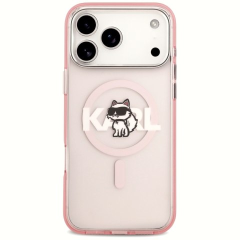 Etui Karl Lagerfeld IML Choupette Sketch Logo MagSafe do iPhone 17 Pro Max różowy