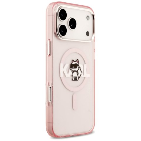 Etui Karl Lagerfeld IML Choupette Sketch Logo MagSafe do iPhone 17 Pro Max różowy