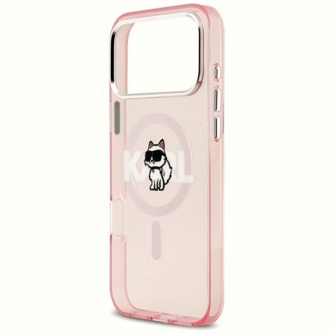 Etui Karl Lagerfeld IML Choupette Sketch Logo MagSafe do iPhone 17 Pro Max różowy