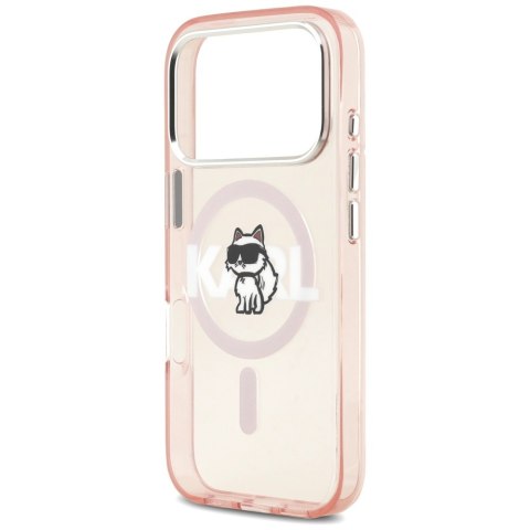 Etui Karl Lagerfeld IML Choupette Sketch Logo MagSafe do iPhone 17 Pro różowy
