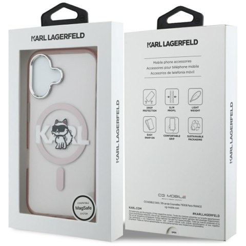 Etui Karl Lagerfeld IML Choupette Sketch Logo MagSafe do iPhone 17 różowy