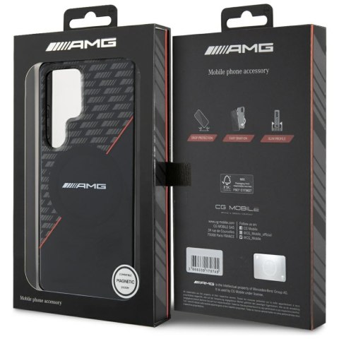 Etui AMG Double Layer Rhombs MagSafe do Samsung Galaxy S25 Ultra czarno-czerwony