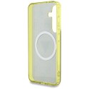 Etui Guess 4G Glitter Triangle Buttons MagSafe do Samsung Galaxy S25 brązowy