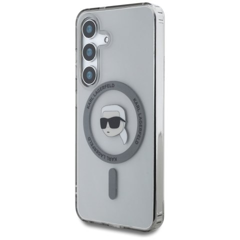 Etui Karl Lagerfeld Button Karl Head Printed Logo MagSafe do Samsung Galaxy S25 czarny