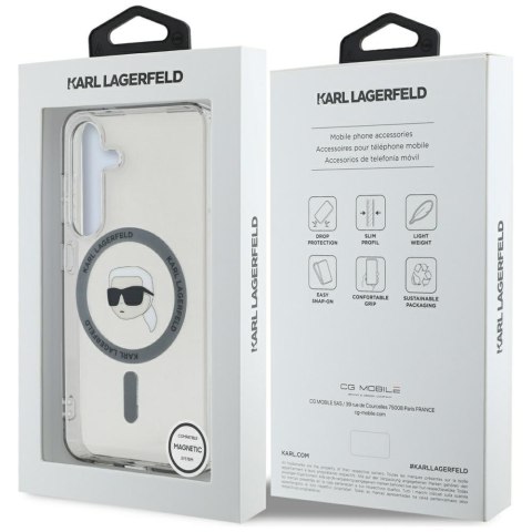 Etui Karl Lagerfeld Button Karl Head Printed Logo MagSafe do Samsung Galaxy S25 czarny