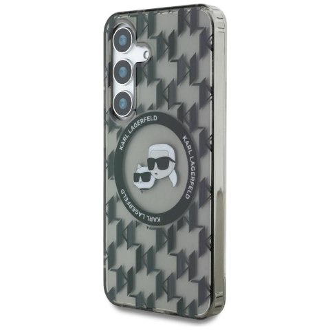 Etui Karl Lagerfeld Button Karl&Choupette Heads On KL Pattern MagSafe do Samsung Galaxy S25 czarny