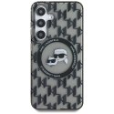 Etui Karl Lagerfeld Button Karl&Choupette Heads On KL Pattern MagSafe do Samsung Galaxy S25 czarny