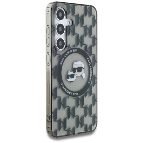 Etui Karl Lagerfeld Button Karl&Choupette Heads On KL Pattern MagSafe do Samsung Galaxy S25 czarny